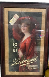 RARE Antique Framed Advertisement Print Piedmont Cigarettes “Gibson Girl” 38”H - Picture 1 of 7
