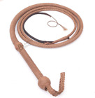 LB'S WHIP Indiana Jones Style 4 Foot 8 Plait Natural Tan Brown Leather Bullwhip 