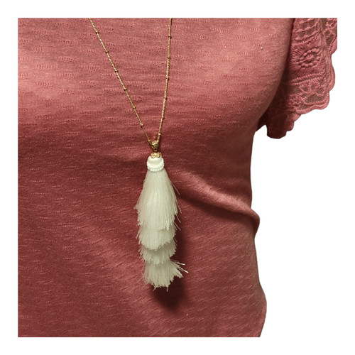 VETEMENTS Collana Catena Stazionata Lunga Nappa Bianca Filo Pendente Tonomato Oro Regolabile