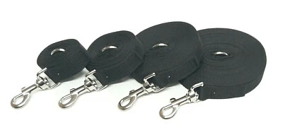 Black Dog Training Lead 3ft To 100ft Long Obedience Tracking Leash 25mm Webbing - Image 1 of 4