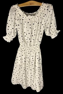 Front Row Shop Dress XS Short Sleeve Black White Polka dots - Picture 1 of 9