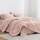 Twin Comforter Set Pink 5 Pieces Twin Bed in a Bag All Season Twin Bedding Se...