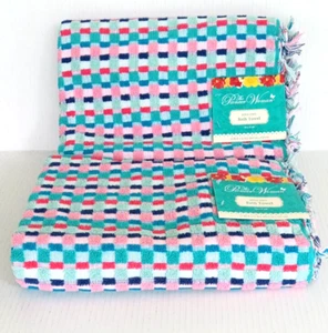 NEW 2 Bath Towels 27x52 The Pioneer Woman Mazie Bath Towels Dotted And Stripes - Picture 1 of 9