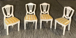 Vintage Lundby Dollhouse Furniture 4 Matching White Kitchen Chairs 1970's - Picture 1 of 7