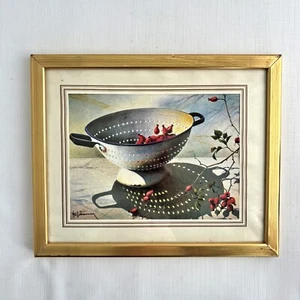 Nils Erik Johansson Vintage Print Framed Still Life Berries Sweden - Picture 1 of 7