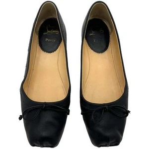 Christian Louboutin Black Leather Ballet Flats - Picture 1 of 6
