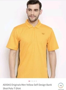 ADIDAS Originals Men's Gold Yellow Self-Design Bank Shot Polo Shirt Jersey RARE - Picture 1 of 17