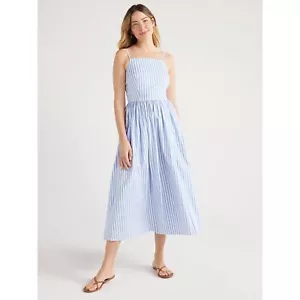 Free Assembly Midi Dress Women's Size XL Blue Sleeveless Square Neck --G8-- - Picture 1 of 4