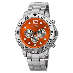Men's August Steiner AS8158RD Orange Dial Multifunction Dual Time Bracelet Watch - Picture 1 of 4