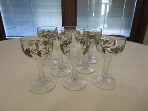 8er Set Vintage Weingläser mit Goldbesatz - Bild 1 von 6