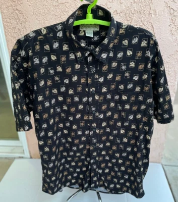 Camisa de hombre Crossings manga corta todo algodón estampado negro grande Foto 1 de 2