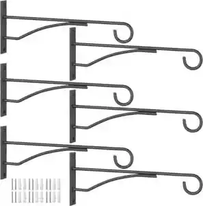 8 Plant Hangers 6 Pack Hanging Plant Bracket for Wall Fence Porch Outdoor Black - Picture 1 of 8