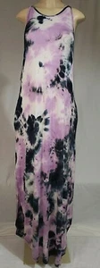 Para mujer Vestido Largo Sin Mangas Maxi Púrpura Azul Corbata Tye Talla M - Imagen 1 de 8
