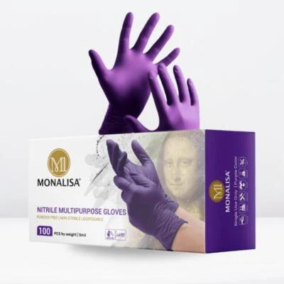 MONALISA™ Purple Disposable Exam Nitrile Gloves Powder Free 5mil - Image 1 of 4