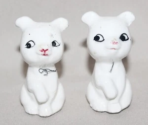 Cachorros encadenados con china de hueso de colección blancos de 2"" de alto lindos - Imagen 1 de 8