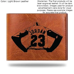 Custom Engraved MICHAEL JORDAN Leather Bifold Wallet - 3 Color Choices - Picture 1 of 11