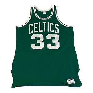 Vtg 1980s Authentic Larry Bird Boston Celtics Sand Knit Jersey Size 44 Stitched - Picture 1 of 8