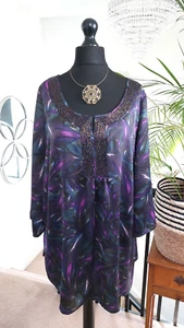ANN HARVEY Ladies top shirt blouse tunic PLUS size 20 22 24 XL satin cocktail - Picture 1 of 8