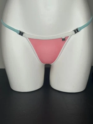 Wicked Weasel Microminimus Teal and Coral Sheer Thong Bikini  Bottom Med - Image 1 of 4