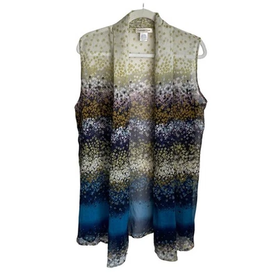 Coldwater Creek Chiffon Vest Duster Floral Sheer Open Front Lightweight Sz OS - Image 1 of 4