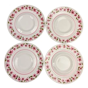 MIKASA MEDITERRANIA Pink Petals 4 Saucers Plates Discontinued Rare NO CUPS - Picture 1 of 12