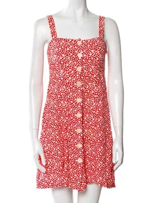 SEZANE Paris Red White Yellow Floral Button 90's Style Cottagecore Dress sz 36 S - Image 1 of 4