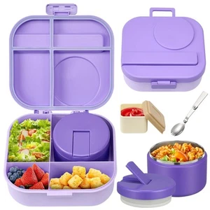 Bento Lunch Box with 12oz Soup Thermo,4 Compartments Lunch Box Containers, Sp... - Picture 1 of 7