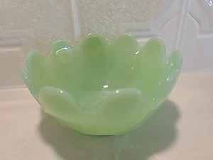 Fire King Jadeite Lotus Blossom Leaf Dip Cup Bowl Rare Floral Art Green - Picture 1 of 5