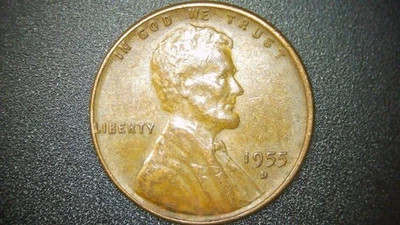 1955 D Lincoln Wheat Cent Rev Wheat Die Chip error. - Image 1 of 4