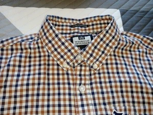 Camisa Weekend Offender Para Hombre S Marrón Azul Cuadros Guinga Calce Regular Manga Larga - Imagen 1 de 7