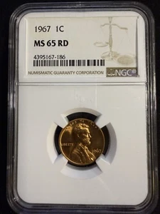 1967 Lincoln Cent NGC Ms65 RD - B49347 - Picture 1 of 2