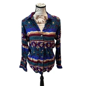 Panhandle Slim Women’s M Vintage 90s Southwestern Graphic Button-Up Shirt Rodeo - Picture 1 of 9