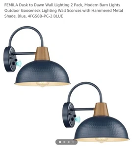 Modern Barn Lights 2 Pack with Hammered Metal Shade  Blue Outdoor - Picture 1 of 5