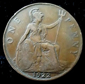 1922 UK Great Britain George V One Penny - Picture 1 of 2