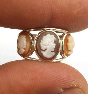 ANELLO IN ARGENTO 925% CON CAMMEO SARDONICO , ANELLO DONNA , ANELLO CON CAMEO   - Immagine 1 di 4