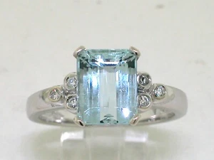 Aquamarin Ring 750 Weißgold 18Kt natürlicher Aquamarin 2,63ct und 6 Brillanten - Bild 1 von 7