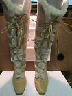 Manolo Blahnik Shearling Lace Up Knee High Boots 37.5