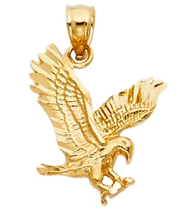 Dije Páguila Voladora Colgante Oro Amarillo Sólido 14K Corte Diamante Pájaro 1,3 gramos 17 mm - Imagen 1 de 1