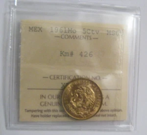 Mexico 1961 5 Centavos Brass ICCS Certified MS-65 Uncirculated - Picture 1 of 6