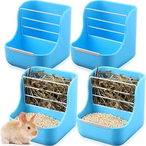 Rabbits Hay Feeder Bunny Hay Rack Manger Hay Food Bin Hanging Dispenser Double U - Picture 1 of 12