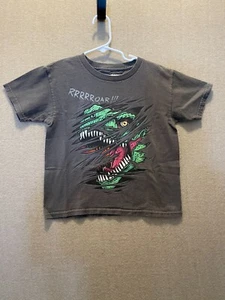 Gildan Shirt Boy's Small (6/7) Gray Dinosaur - Picture 1 of 11