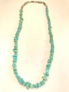 BOULDER TURQUOISE Necklace Vintage Native American Nugget Sterling Melon Beads - Picture 1 of 4