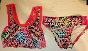 Penny M Size 8 Swim Suit Bathing Suit Bikini Size 8 Hot Pink Black Multi Color - Picture 1 of 6