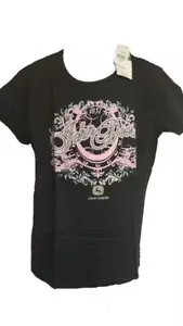 NEW John Deere Womens Sizes M-L-XL Black Licensed T-Shirt - Picture 1 of 11