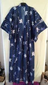 Kimono Blue Cotton Floral SizeL - Picture 1 of 5