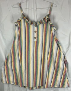 Vestido Impressions Multicolor Rayas Bolsillos Talla Grande Mezcla de Lino Correas Ajustables - Imagen 1 de 5