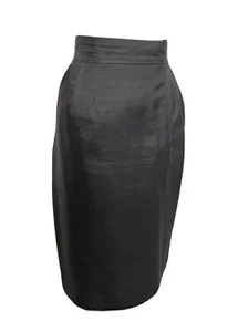 TAHARI Black Shantung Silk Pencil Skirt w Pockets Women’s Sz 10 Vintage - Picture 1 of 11