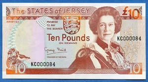 BILLET DE 10 LIVRES STERLING JERSEY NON CIRCULÉ BAS SÉRAIL NUMÉRO 84 BAIRD 1993 - Photo 1/2