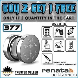 377 RENATA WATCH BATTERY 1.55v SR626SW FOR WATCHES⌚KEY FOB 🔑 BUY 2 GET 1 FREE❤️ - Picture 1 of 7