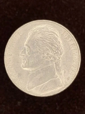 N15 2004-P Jefferson Nickel Error Coin / Reverse Die Break On Back of Keelboat - Image 1 of 3